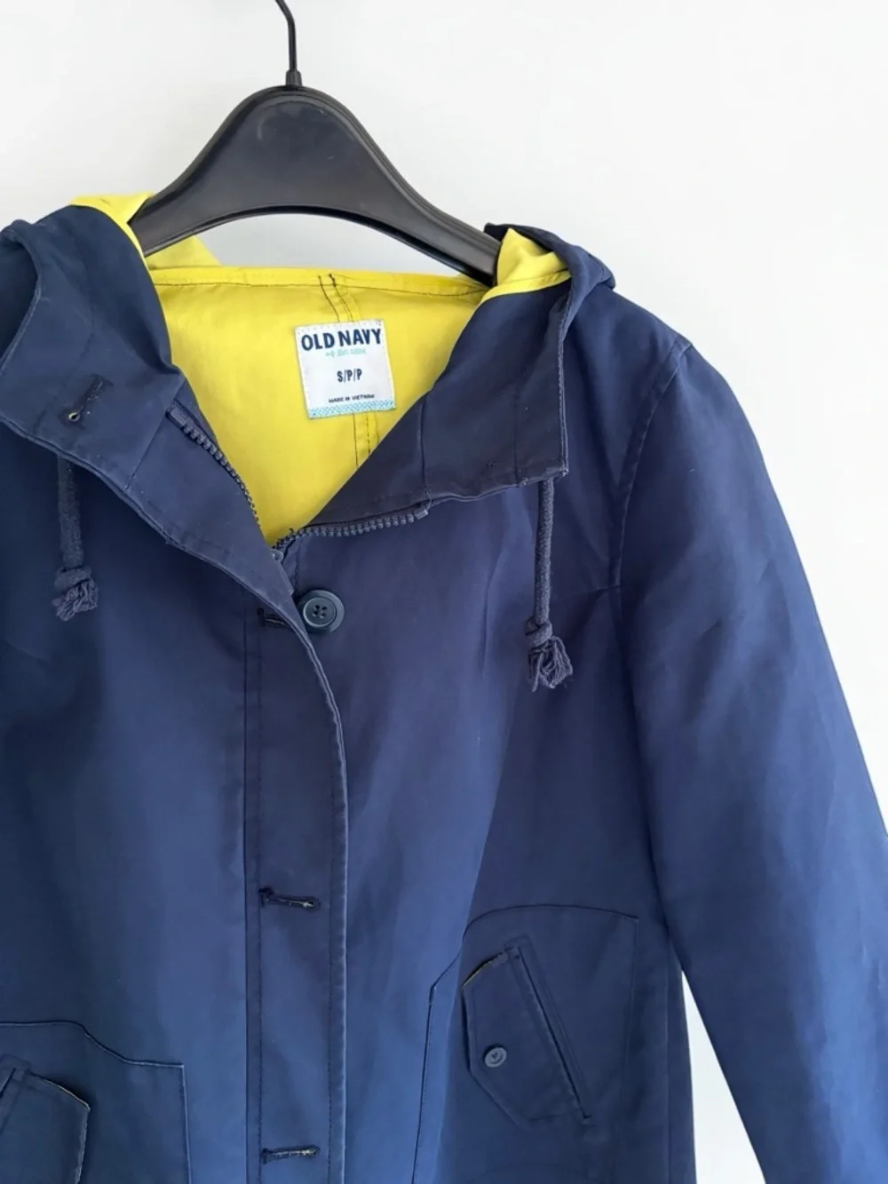 Old Navy Navy Trench Coat with Yellow Lining - Picture 1 of 4